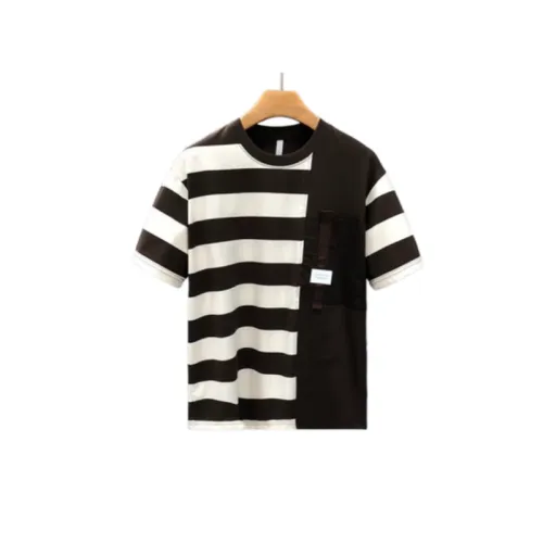 Striped Splicing Short-Sleeved T-Shirt