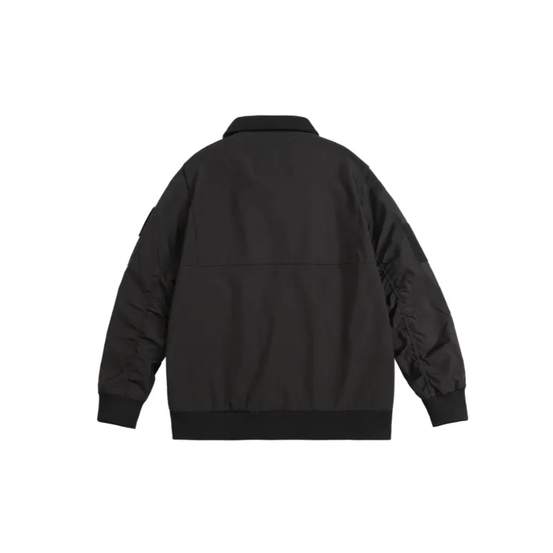 Neutral Style Spliced Loose Collar Pilot Jacket-5