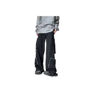 Large Pocket Sport Zipper Straight Pants