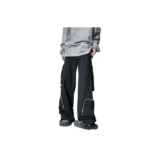 Large Pocket Sport Zipper Straight Pants