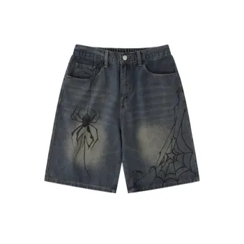 Dark Spider Denim Shorts