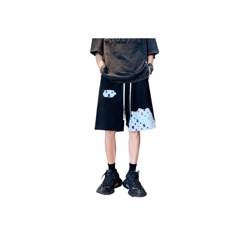 Blue Splicing Sports Shorts