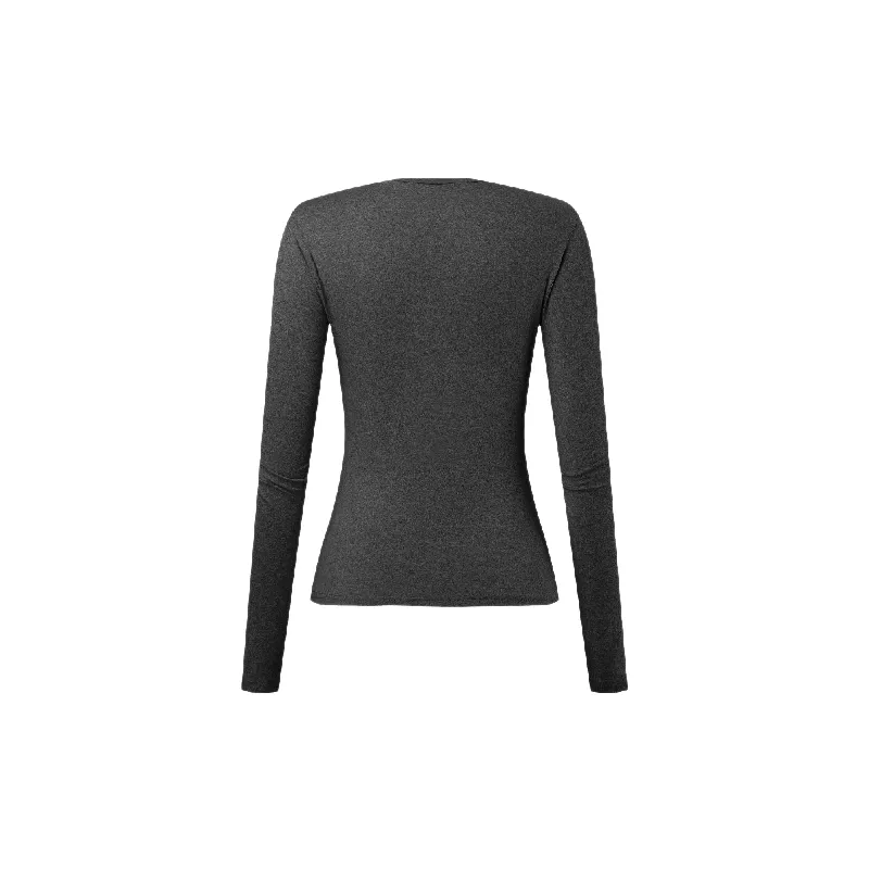 Retro Plain Polyester T Shirt Women-1