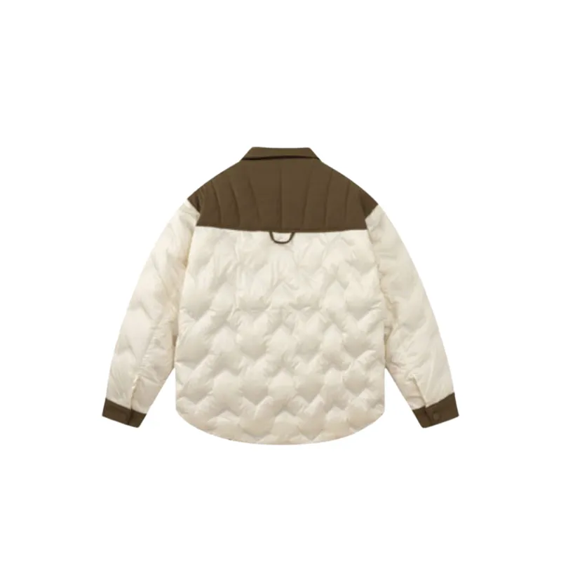 Solid Color Single breasted Lapel Down Jacket-1