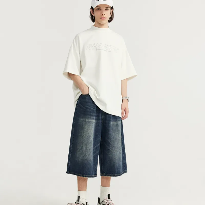 Casual Plain Denim Shorts-10