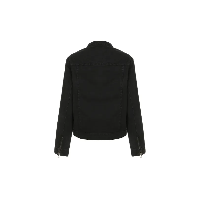 Casual Plain Denim Jacket Unisex-1