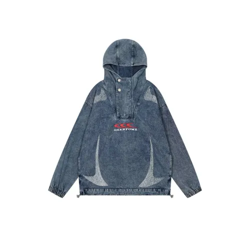 Letter Printing Pullover Hooded Denim Jacket