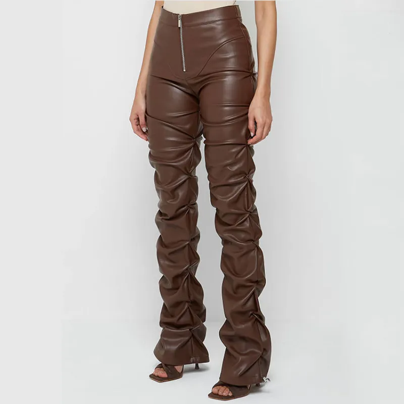 Fashion Casual Leather Pants-1