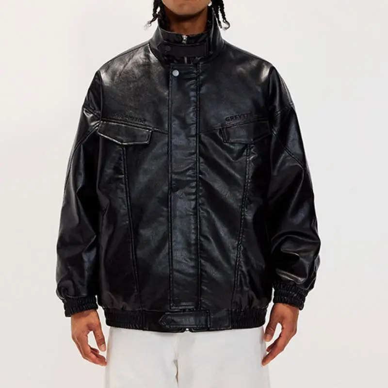 Funky Loose Leather Jacket-4