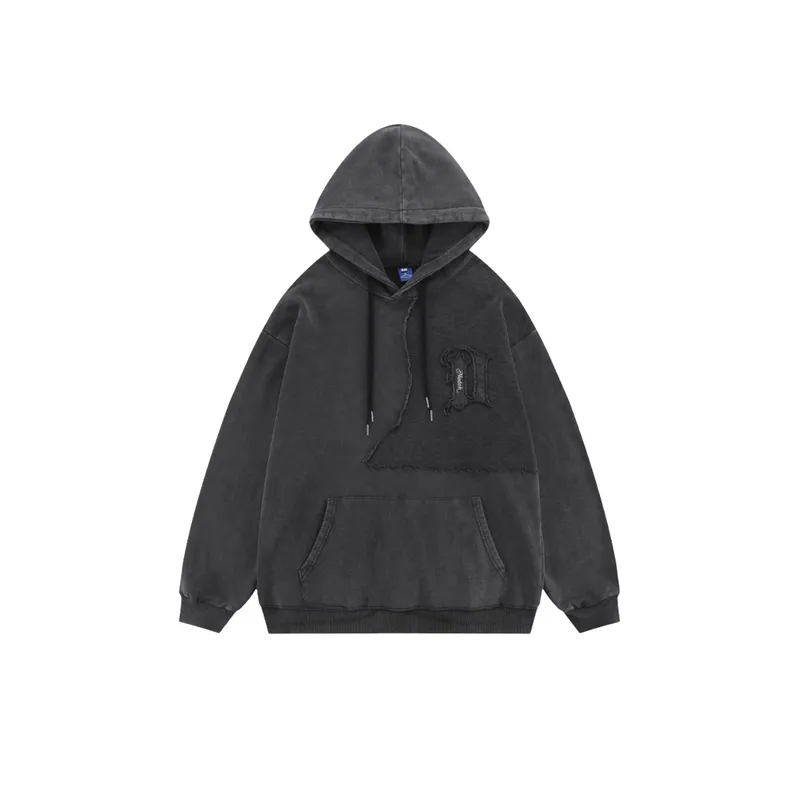 Heavy Solid Color Stitching Hooded Sweatshirt-0