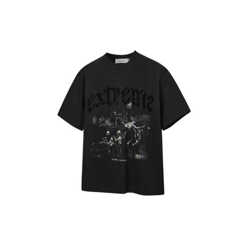 Street Letter Cotton Blended Fabric T-Shirt-0
