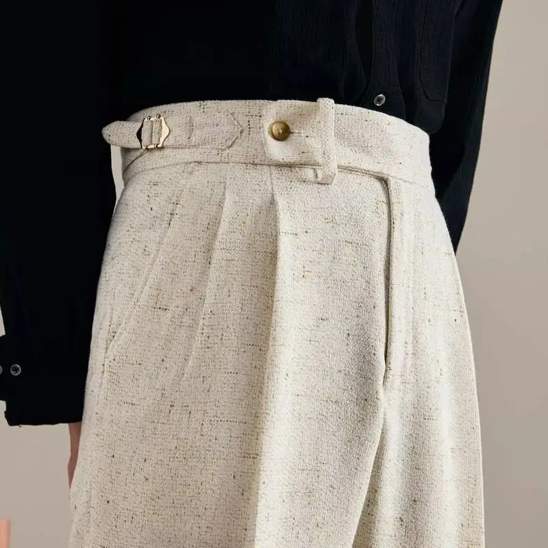 Casual Loose Straight Leg Suit Trousers-3