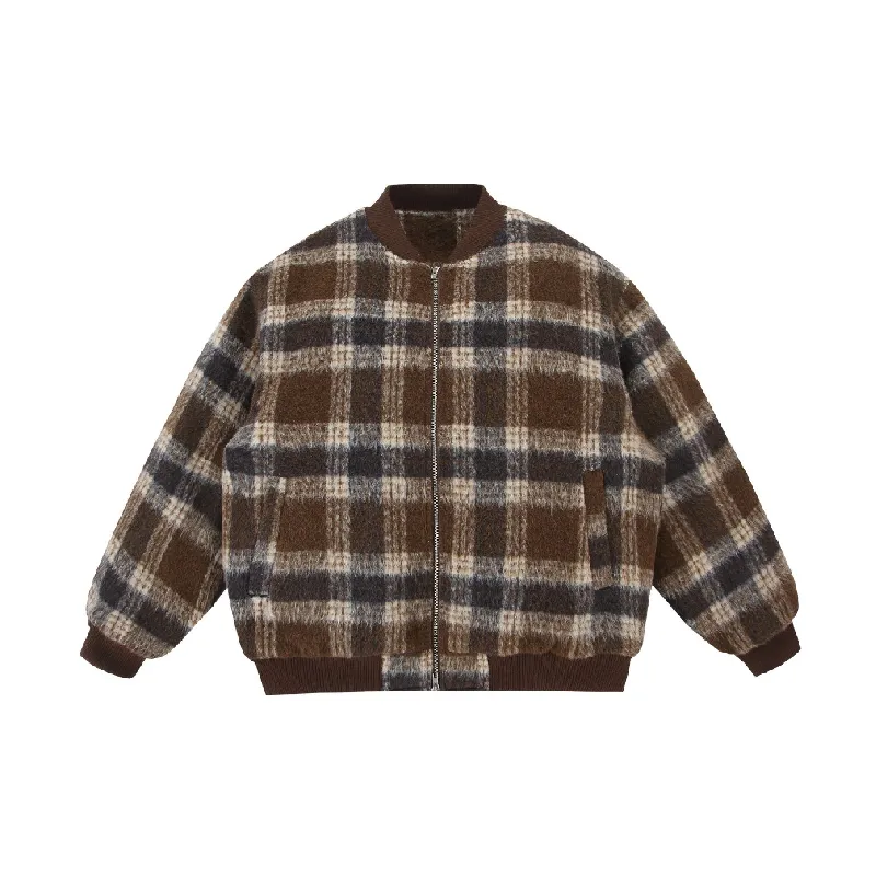 Retro Plaid Loose Casual Quilted Jacket-9