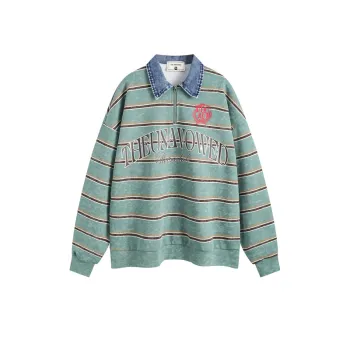 Retro Denim Long Sleeved Polo