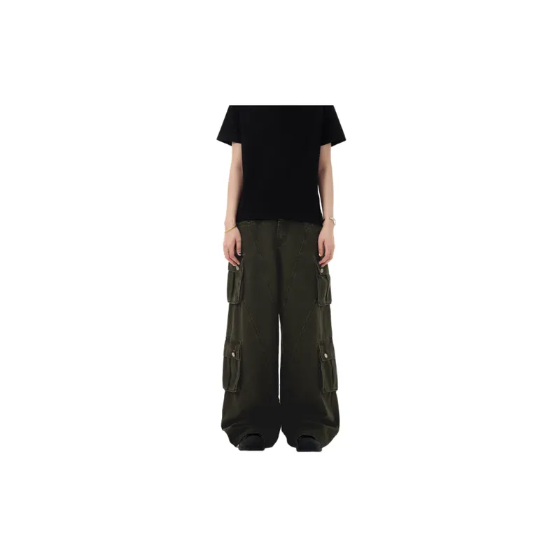 Casual Loose Straight Leg Cargo Pants-3