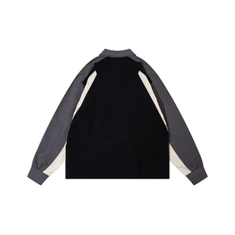 Design Sense Lapel New Stitching Color Contrast T Shirt Top-1