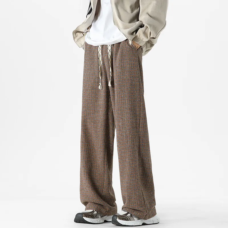 Fashionable Plaid Polyester Casual Pants-5