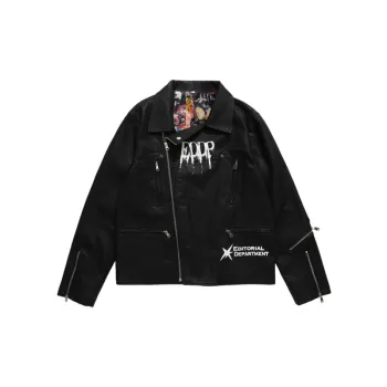 Zipper Dark Print Leather Jacket