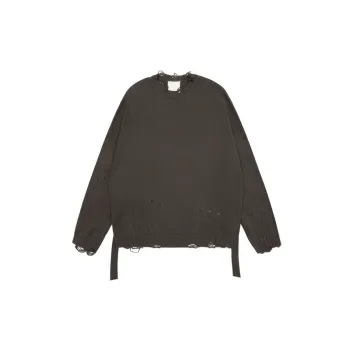 New Washed Damage Hole Round Neck Sweater
