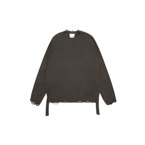 New Washed Damage Hole Round Neck Sweater