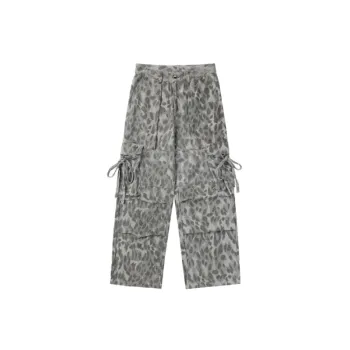 Washed Leopard Print Overalls