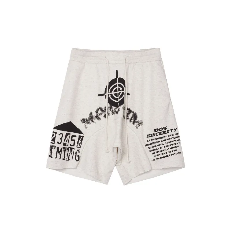 Street Letter Cotton Blended Fabric Sports Shorts-4