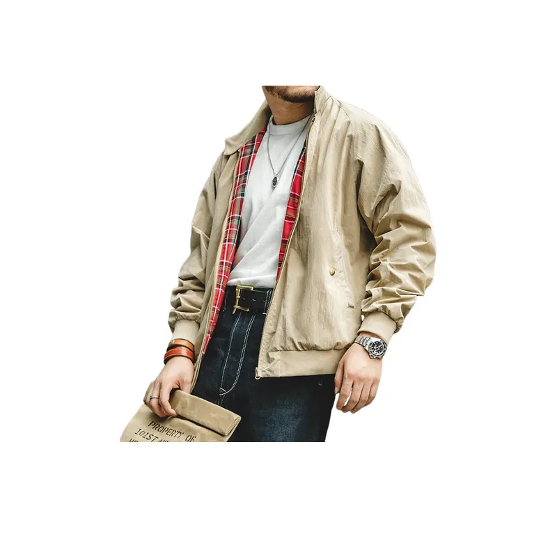 Windproof Motorcycle Khakic Stand up Collar Jacket-2