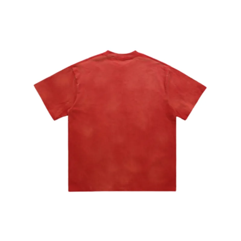 Retro Spray Paint Pistol Printed Shoulder Loosen Fashion T Shirt-1