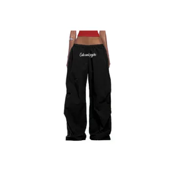 Fashion Letter Print Loose Hard Shell Pants Women
