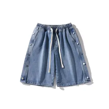 Large Size Denim Button Shorts