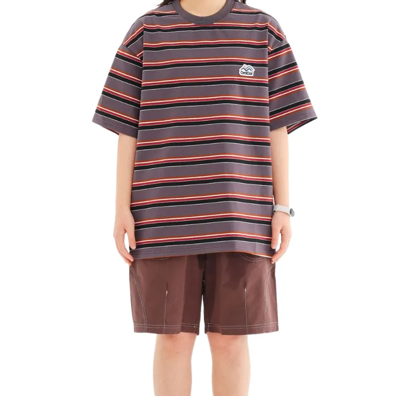 Retro Striped Cotton Blended Fabric T Shirt Unisex-2