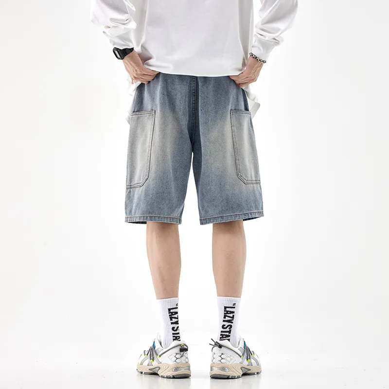 Casual Plain Denim Shorts-3