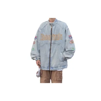 Retro Embroidery Machine Car Style Denim Jacket