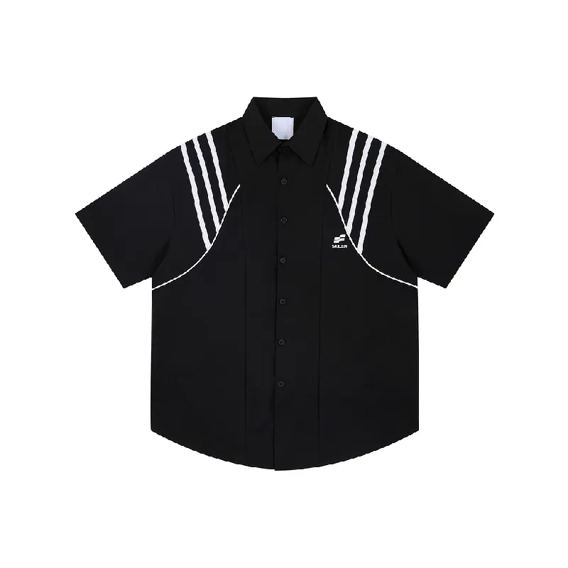 Casual Contrast Color Polyester Shirt-0