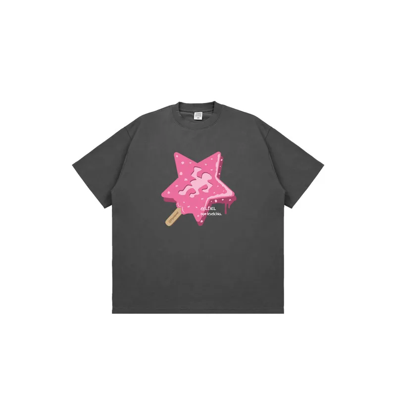Tide Star Stick Printing Half Sleeve T shirt-4