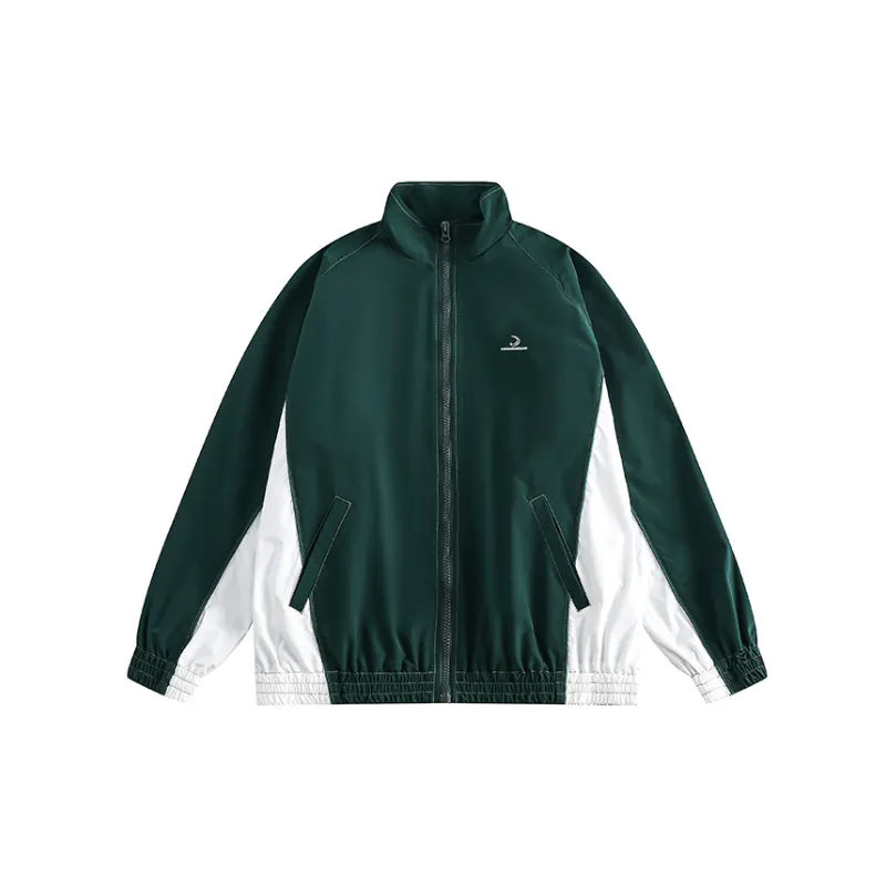 Contrast Stitching Embroidered Stand Collar Jacket-2