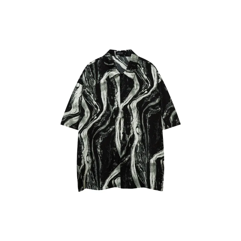 High Street Ruffian Abstract Grain Cuban Collar Short Sleeve Shirt