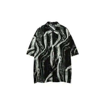 High Street Ruffian Abstract Grain Cuban Collar Short Sleeve Shirt