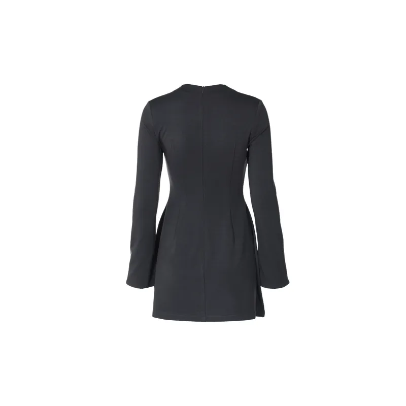 Simple Plain Polyester Dress Women-4