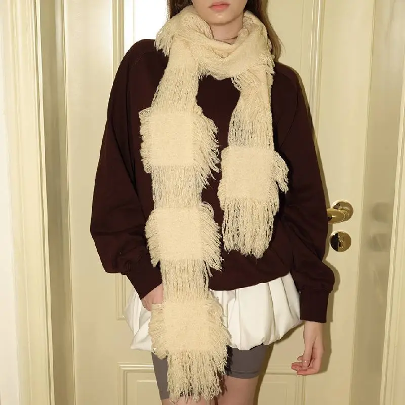 Ripped Hollow Out Knit Scarf-4