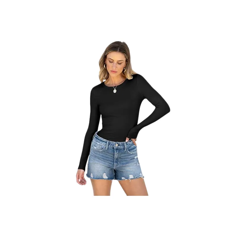 Casual Long Sleeve Polyester T Shirt Women-6