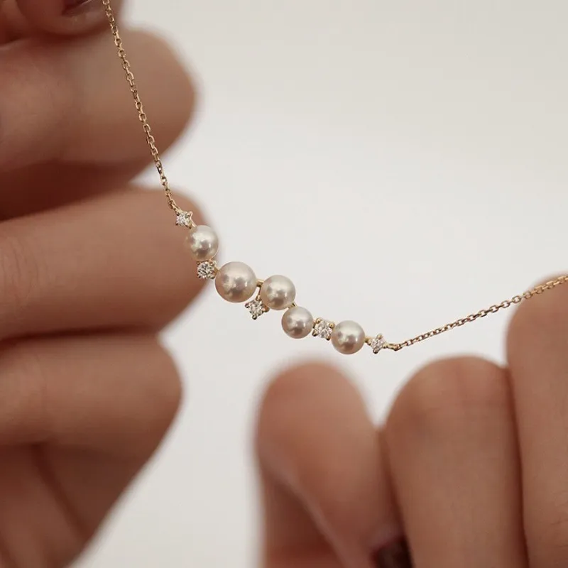Romantic Pearls Rhinestone Necklace-2