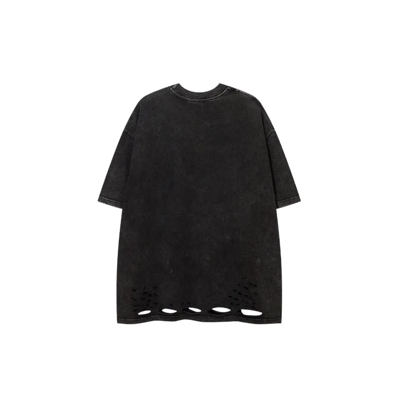 Fashionable Ripped 100% Cotton T Shirt-1