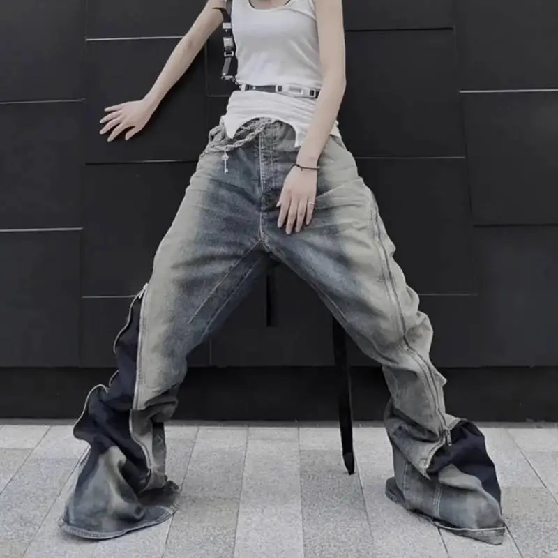 Fashionable Contrasting Color Jeans-2