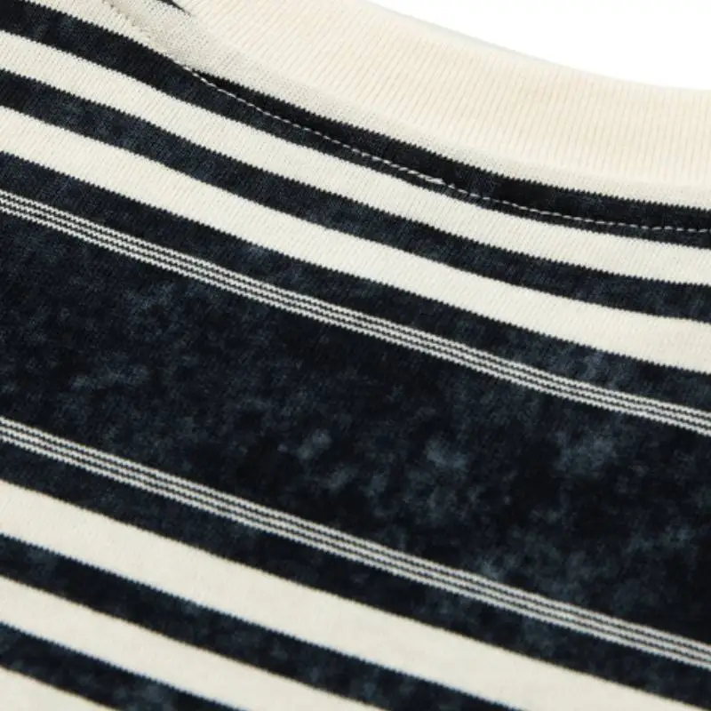 Retro Striped 100% Cotton T Shirt-3