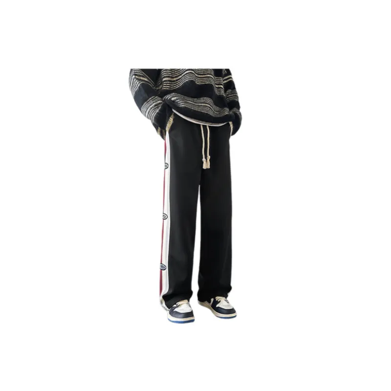 Retro Loose Wide Leg Popular Striped Casual Trendy Pants-3