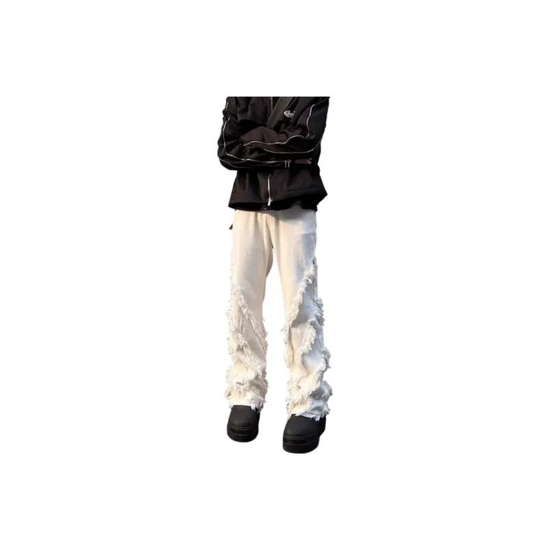 High Street Vibe Structure Design Rough Edge Jeans-1