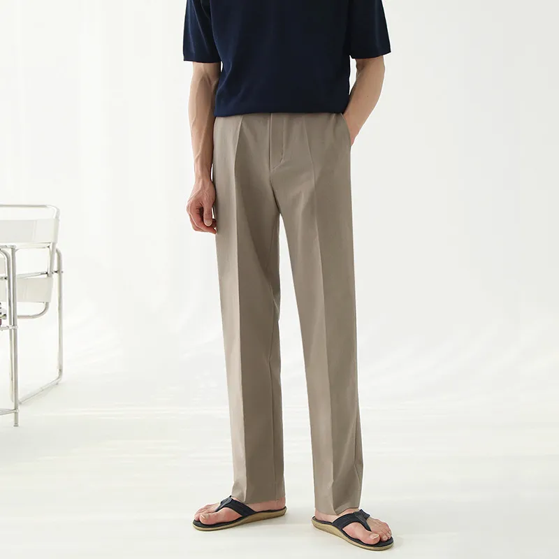 Trendy Loose Polyester Suit Trousers-5