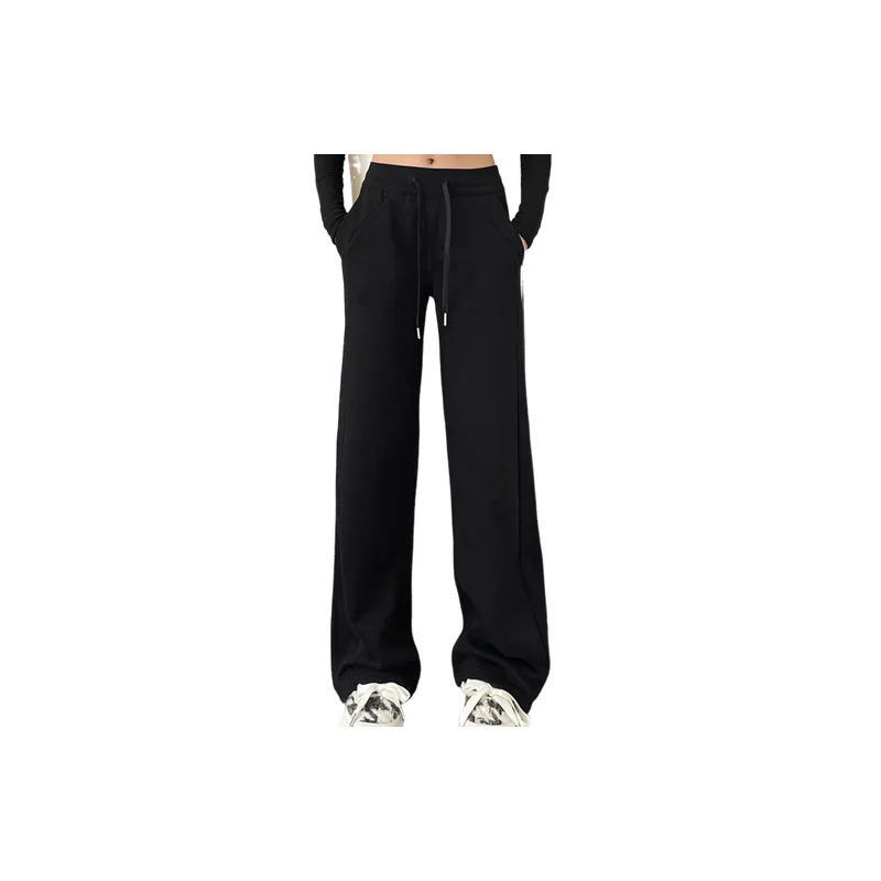 Loose Straight Leg Composite Cotton Casual Pants Women-0