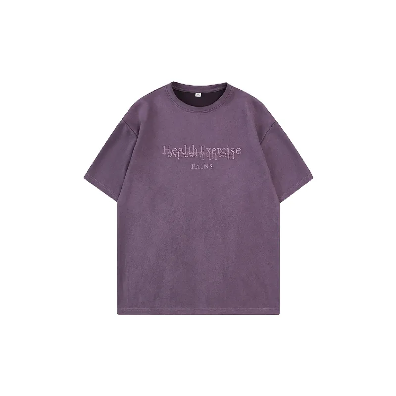 Plain Letter Polyester T Shirt-8